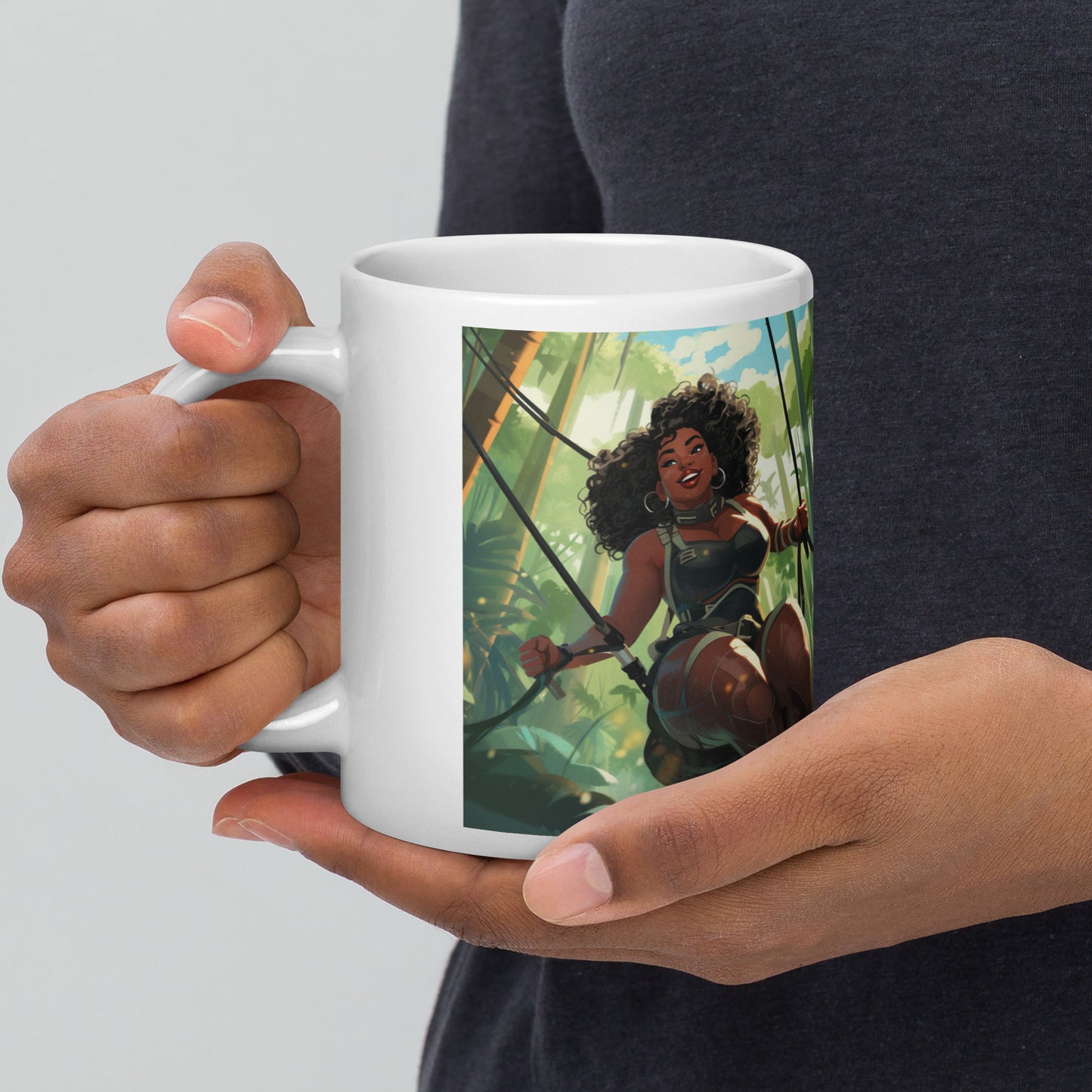 White glossy mug We outside