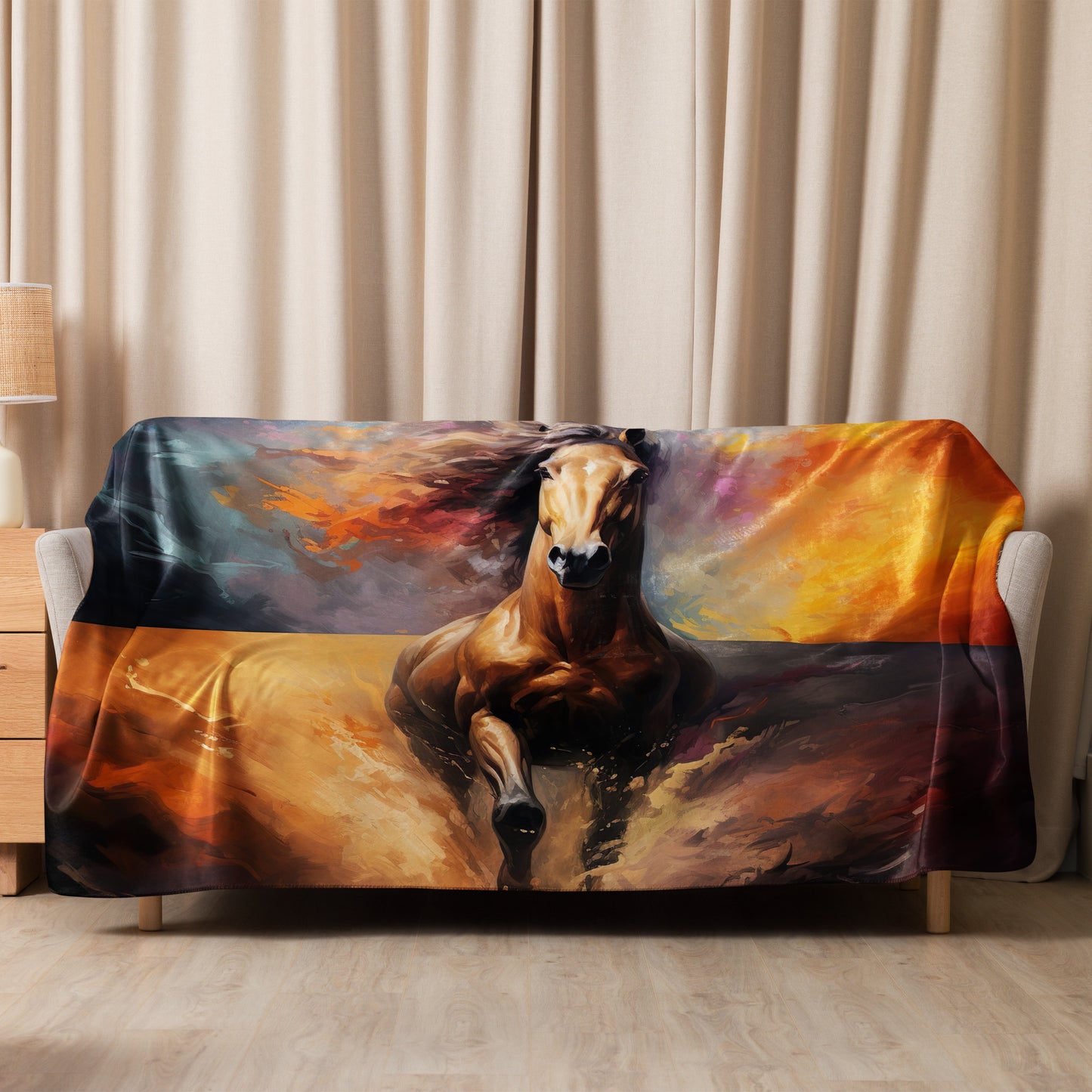 Sherpa blanket A Stallion's Colorful Gallup